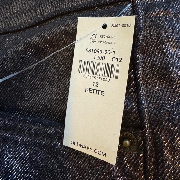 NWT Old Navy Black Shimmery Denim Jeans 12 petite - Picture 4 of 8